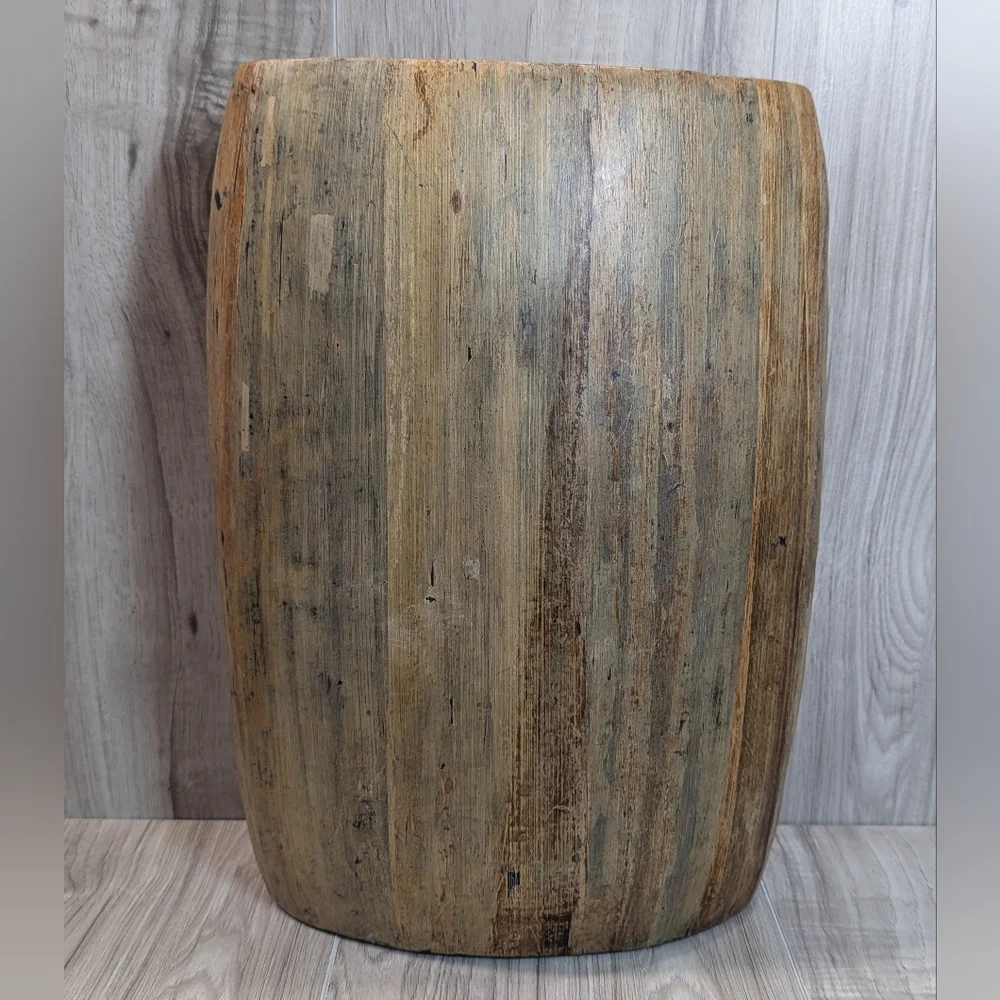 Crate & Barrel Butari Grand Wood Vase 10#s BOHO RUSTIC Southwestern